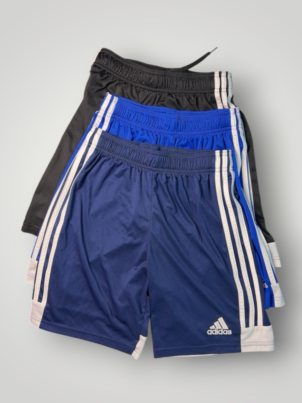 Adidas 3-Shorts Boys Size YL Pull On Elastic Waist Athletic Multicolor